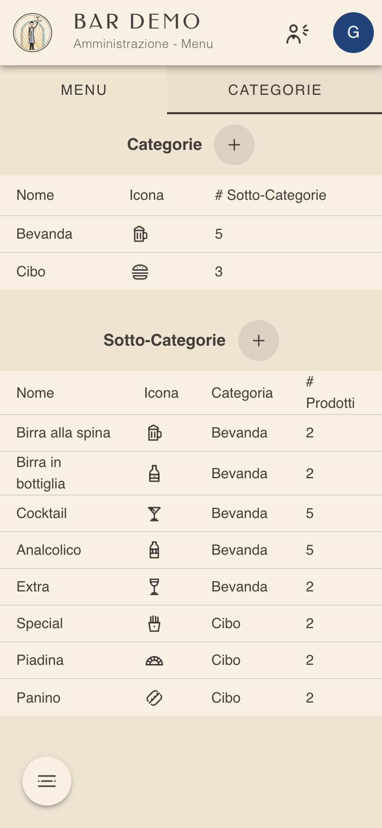 Categorie e sotto-categorie