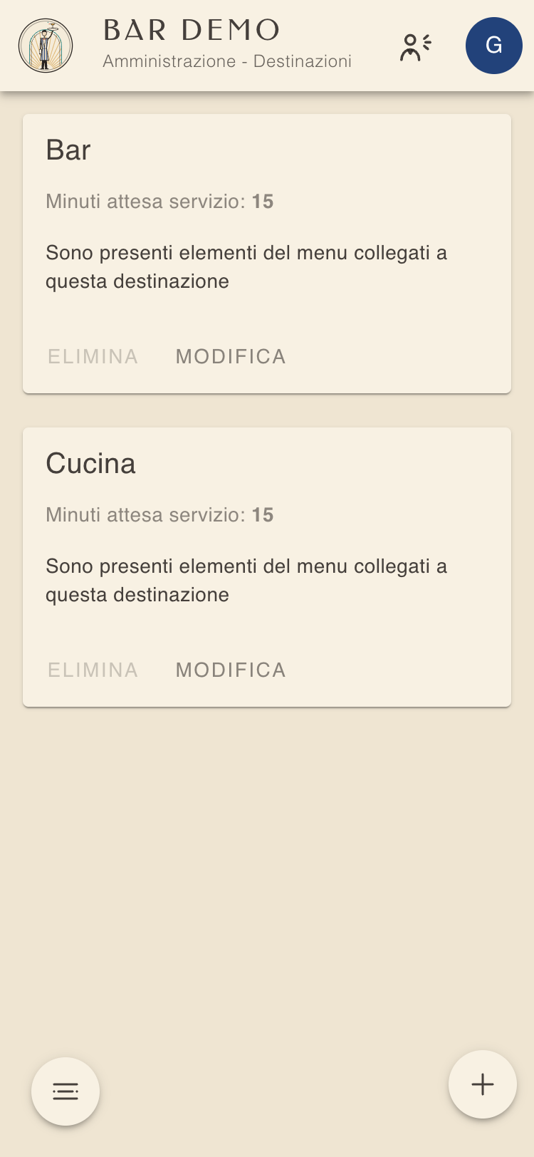 Elenco delle destinazioni