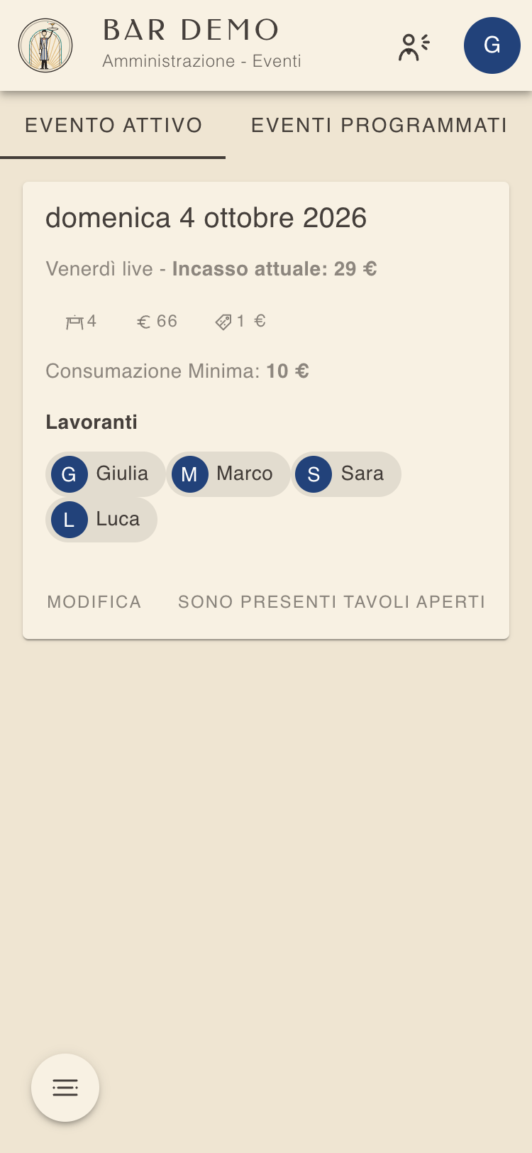 Elenco degli eventi