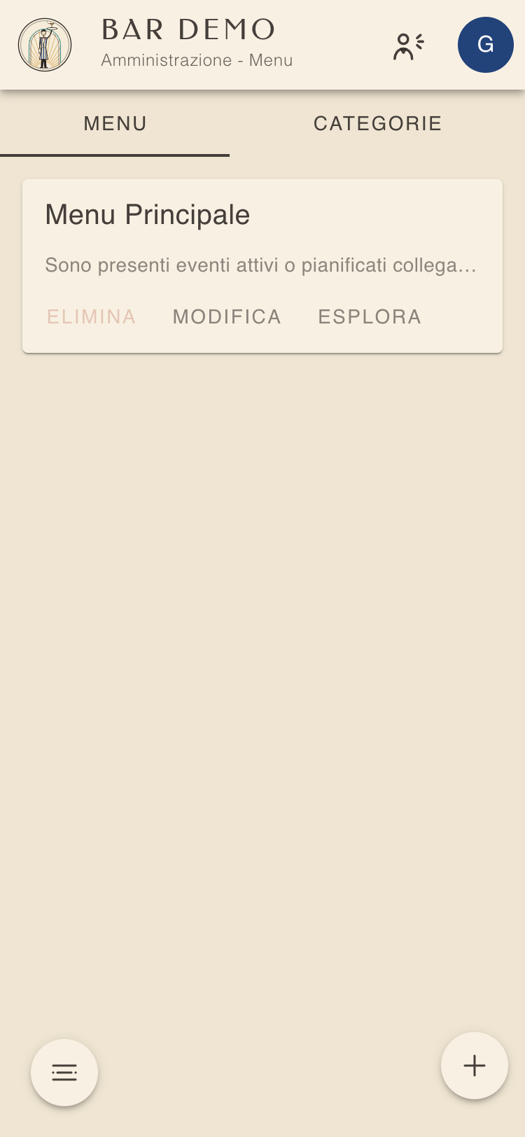 Elenco dei menu