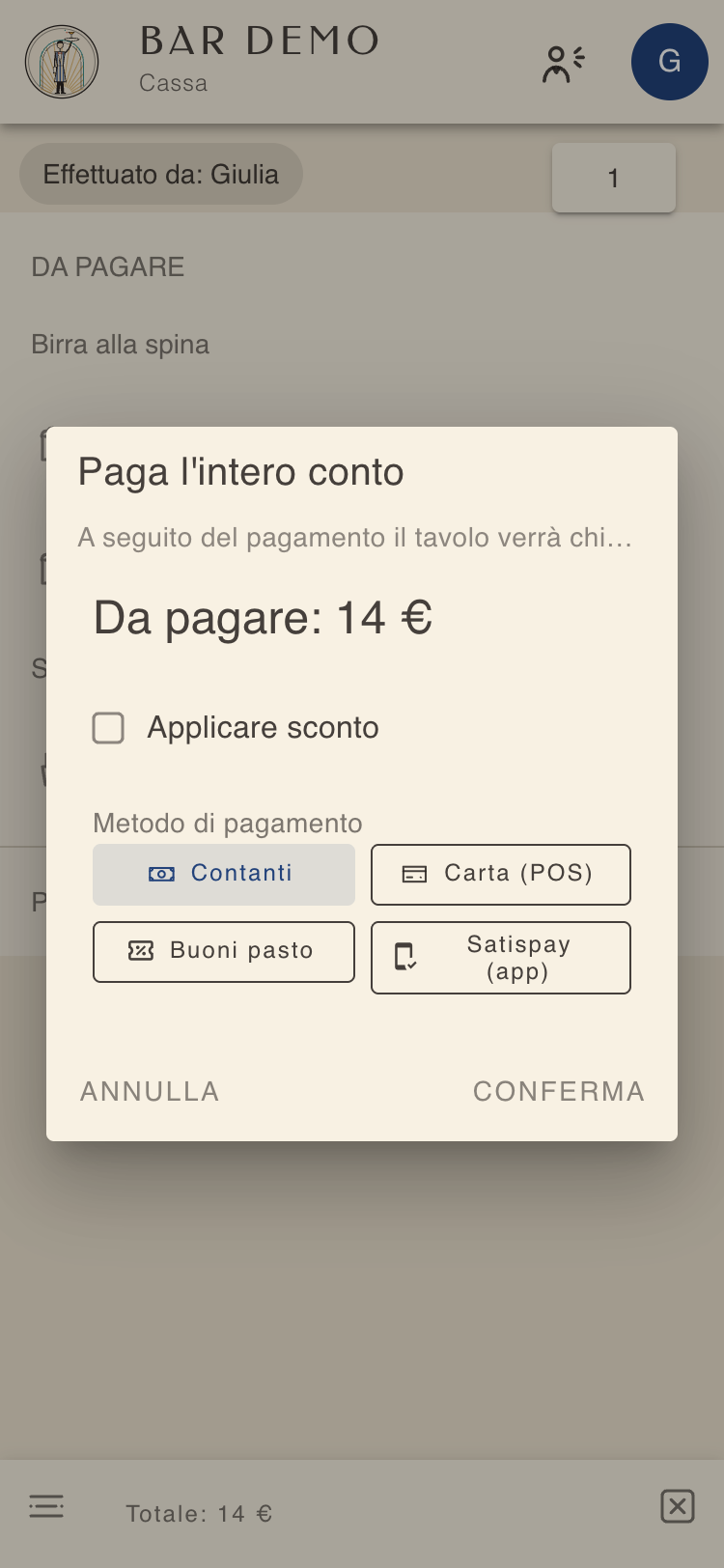 Pulsanti dei metodi di pagamento