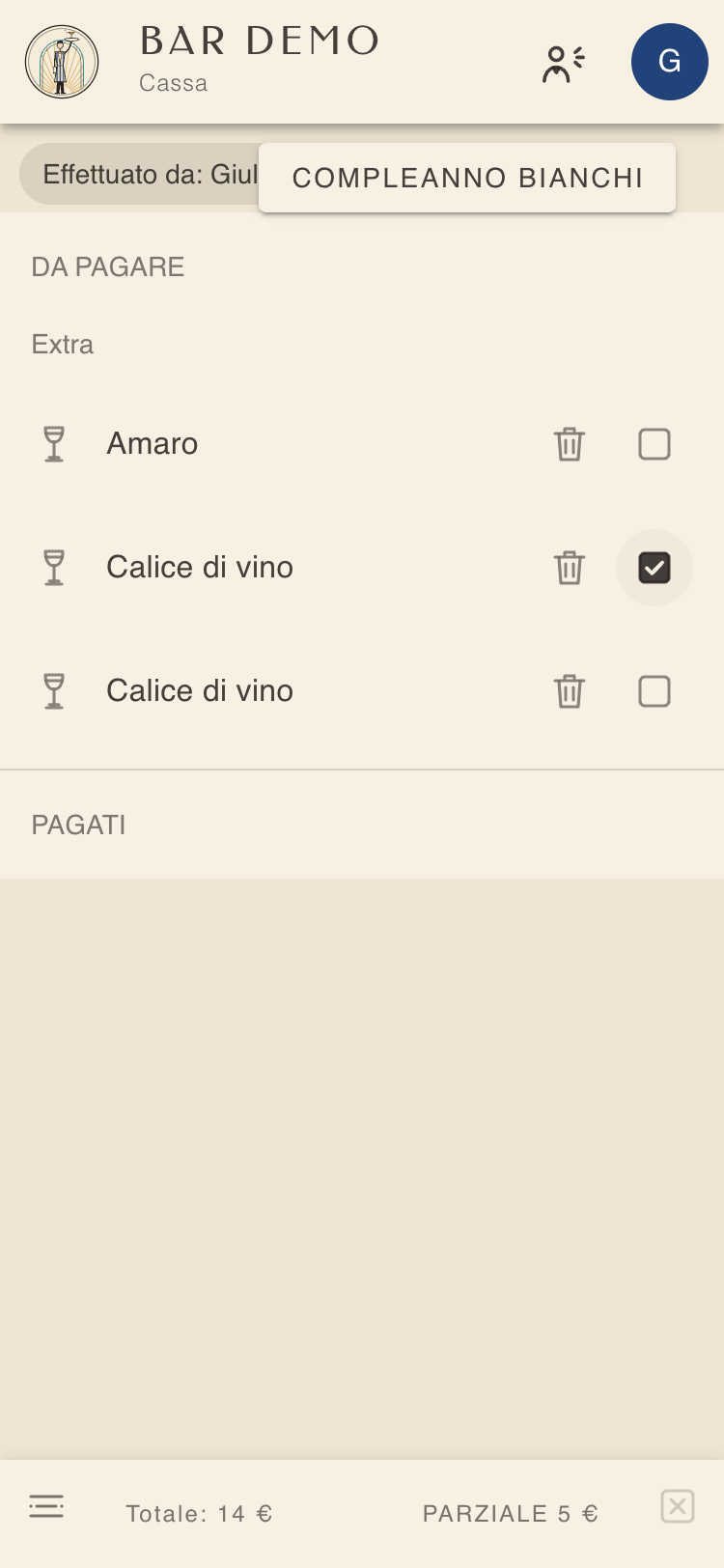Prodotti spuntati per un pagamento parziale