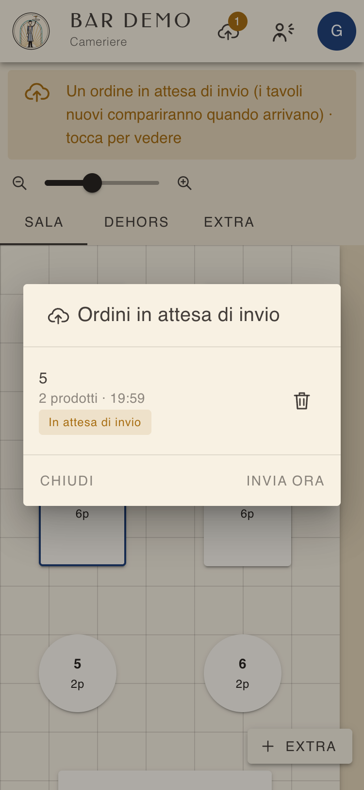 Finestra Ordini in attesa di invio