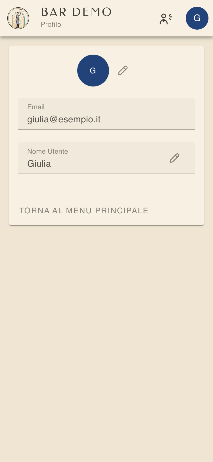Pagina del profilo